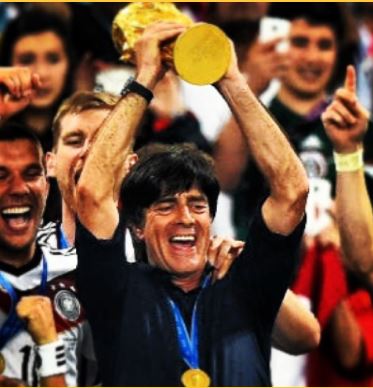 Hildegard Low's son Joachim Low after World Cup victory in 2014 